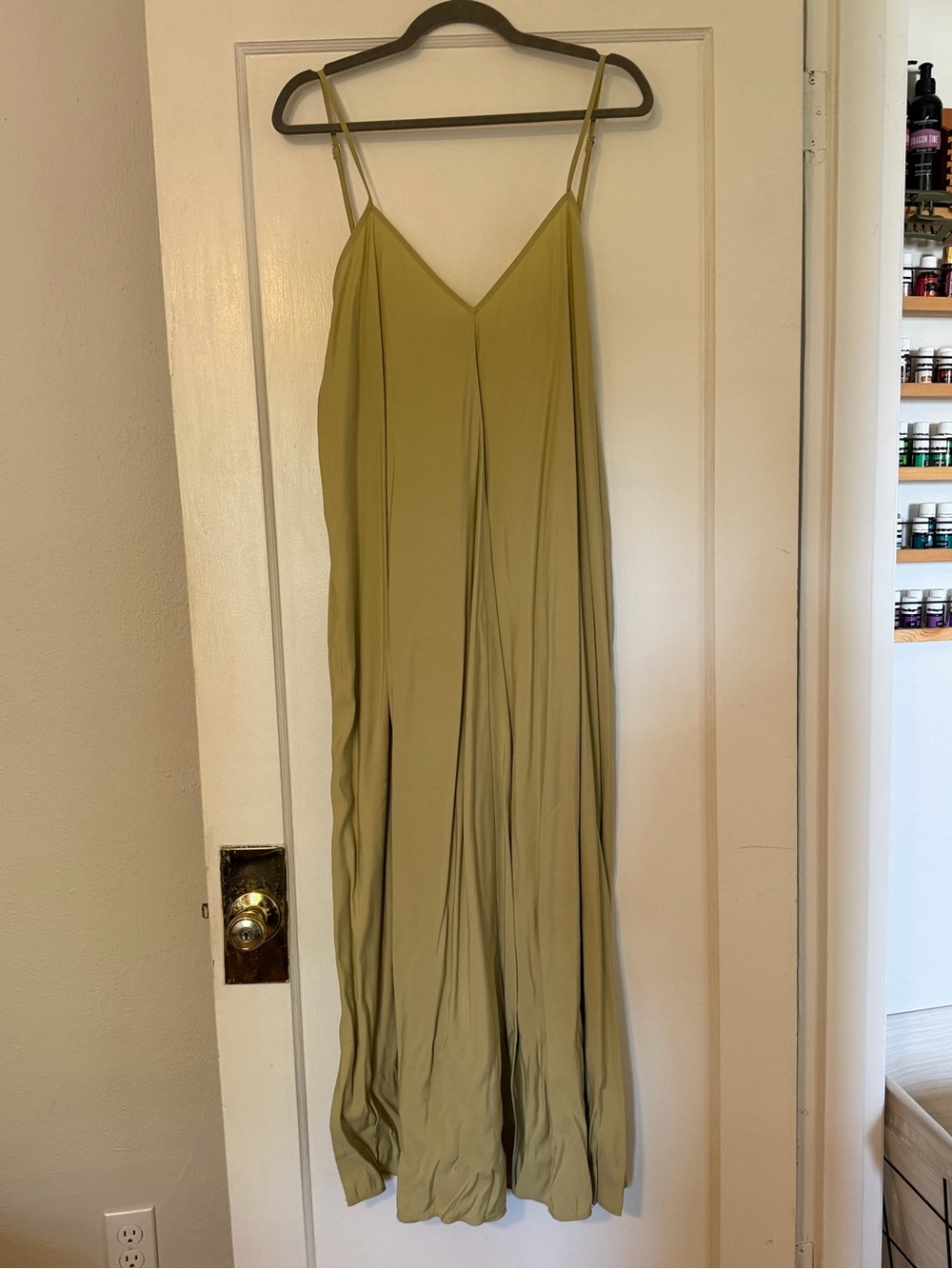 Zara Olive-Green Strapless Slip Dress with Spaghetti Straps - Picture 2 of 3